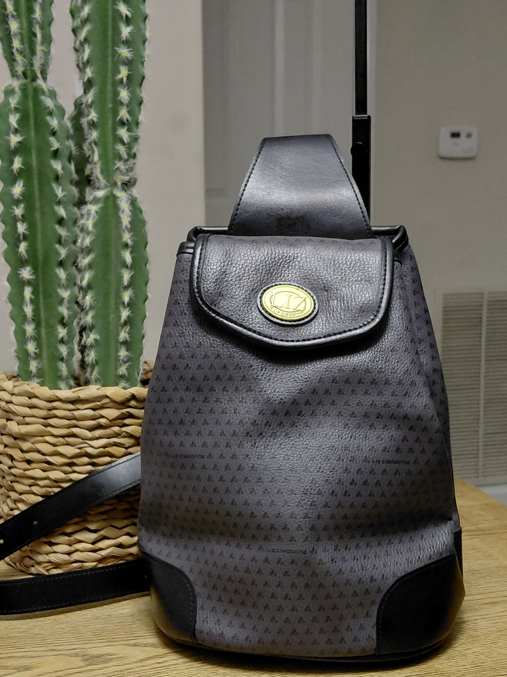 Black Women's Backpack with Gold Accent - Classic Everyday Style